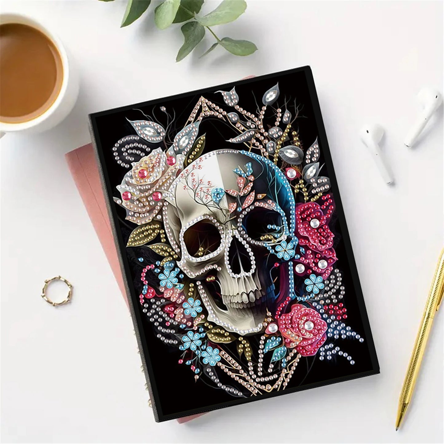2pcs Partial DIY 50 Pages A5 Diamond Painting Notebook, Special Shaped 5D Crystal Art Painting Sketchbook