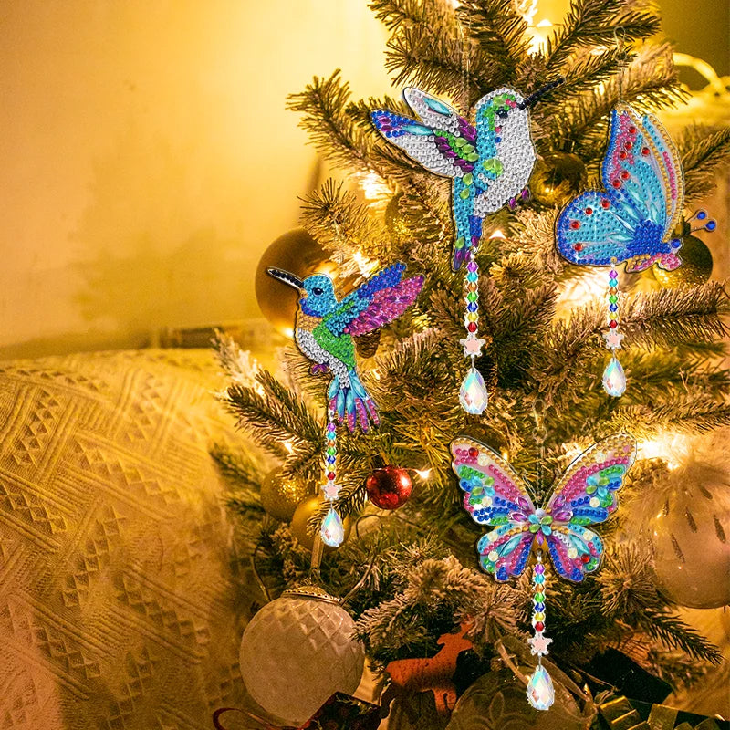 4-Piece DIY Diamond Painted Capture Wind Chime, Double Sided Butterfly