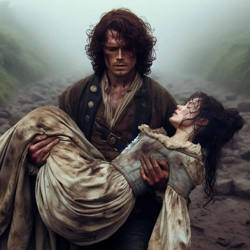 Outlander Diamond Painting Kit Claire Randall, Jamie Fraser Portrait DIY Round Drill