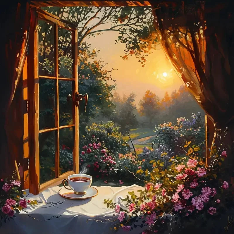 Huacan DIY Diamond Painting Landscape Window Flower Full Square / Round Drill