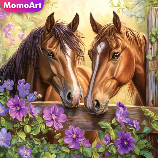 Momoart DIY Diamond Painting Horse Flower Picture Full Square / Round Drill