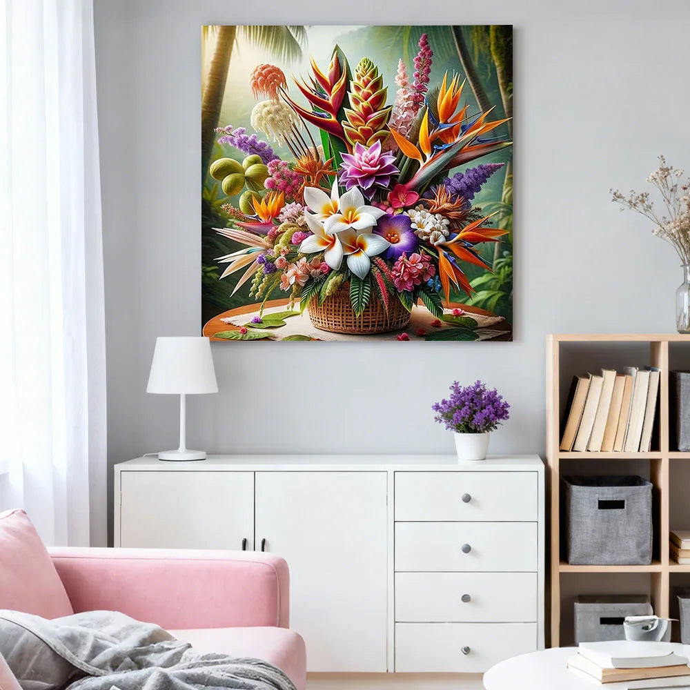 HUACAN DIY Diamond Painting Rose Flower Mosaic Home Decor Sunflower Lily Floral Full Drill Square / Round
