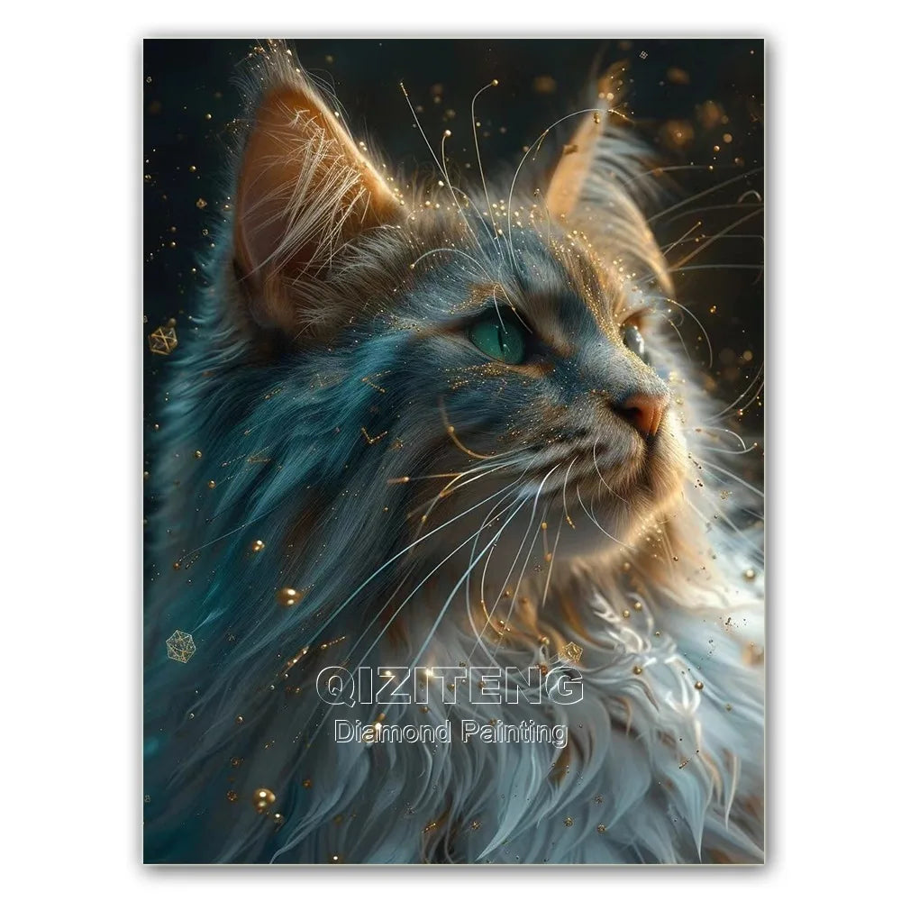 5D Blue Cat DIY Diamond Painting Full Round Mosaic