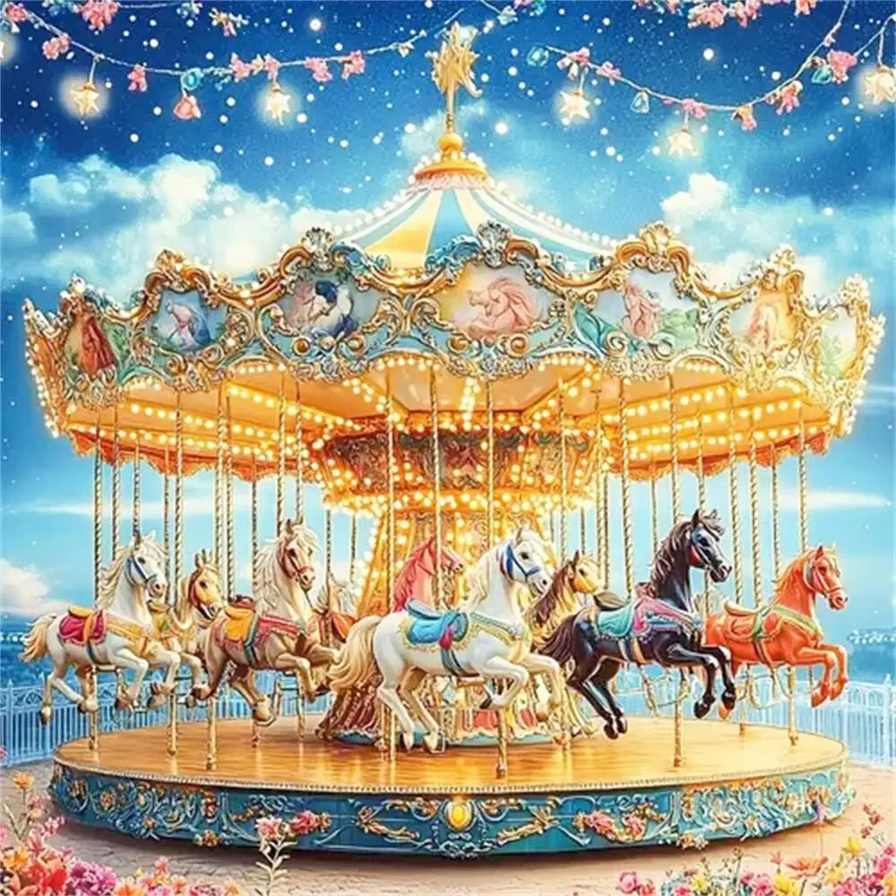 Huacan 5D DIY Dreamy Carousel Diamond Painting, Full Square / Round Drill