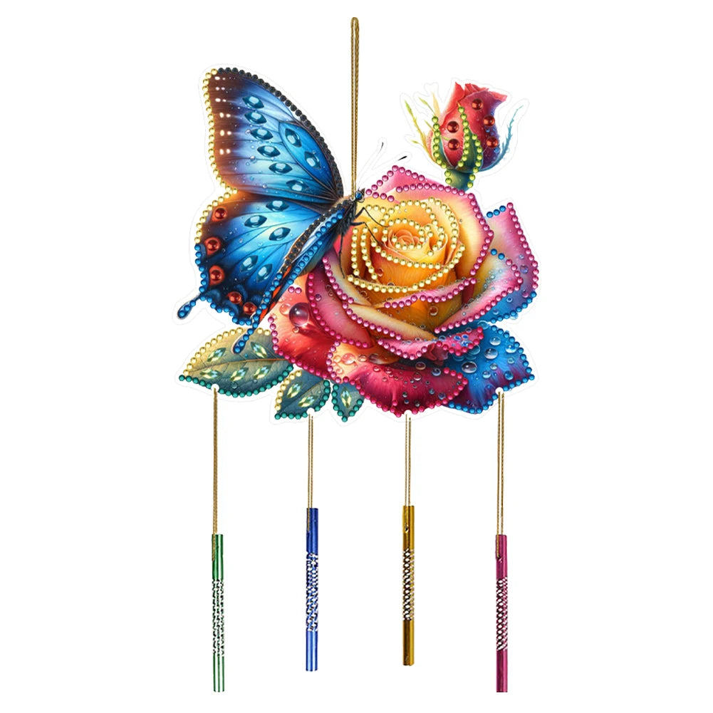 Double Sided Special Shaped Cute Animal Diamond Painting Hanging Wind Chime ,DIY 5D Crystal Rhinestone Wind Bell Kits Home Decor