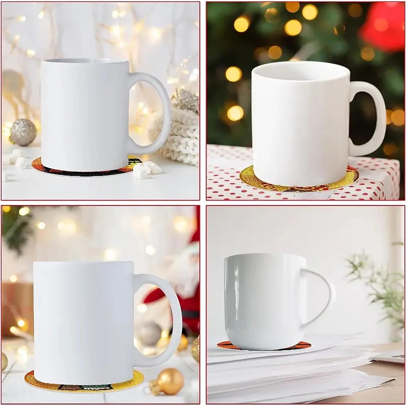 8-Piece Round Diamond Painting Coaster Set - DIY Van Gogh Star Moonlit Creative Coaster With Bracket, Sparkling Diamond Art