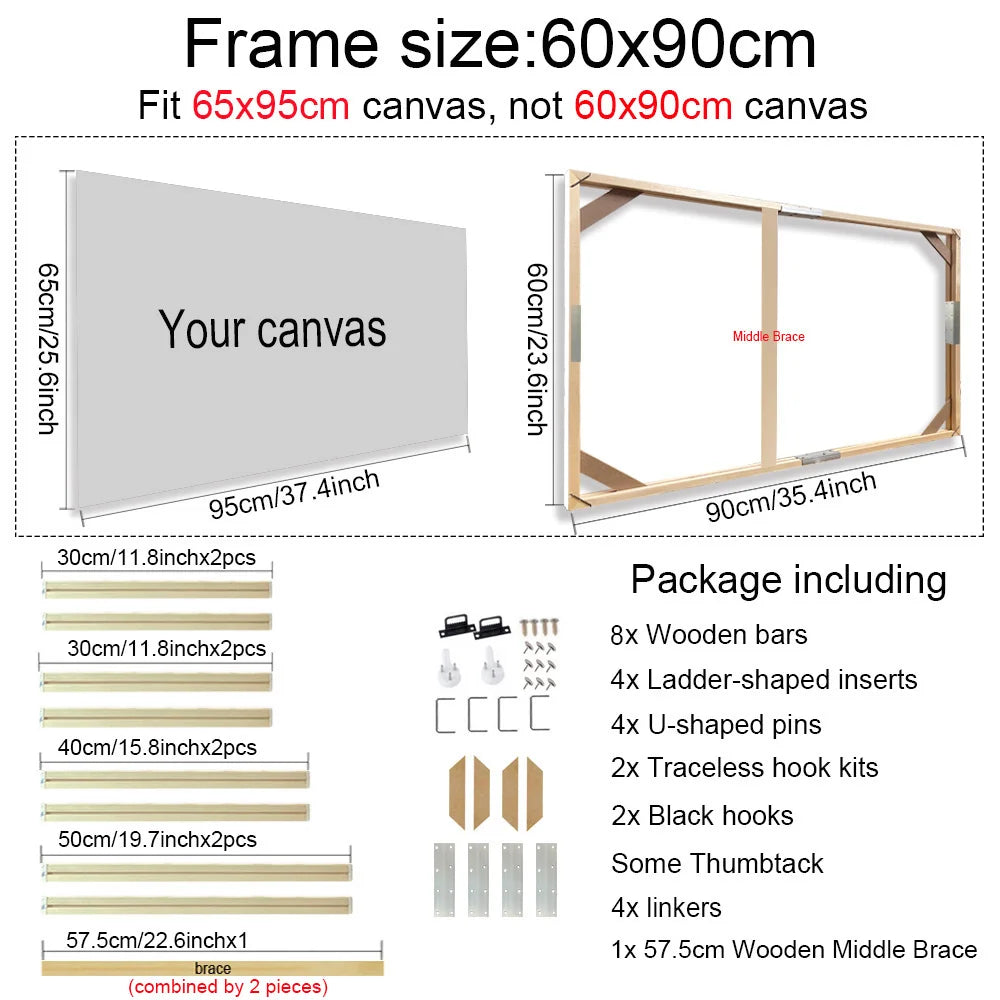 Various Sizes Canvas Frame, Wooden Frames Natural Wooden, Diamond Painting Frames Canvas, Wood Wall Frame