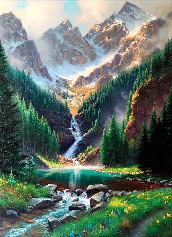 5D DIY Diamond Painting Waterfall Beach Full Circle Diamond Mosaic Sunset Scenery Diamond Embroidery Home Decor Gift