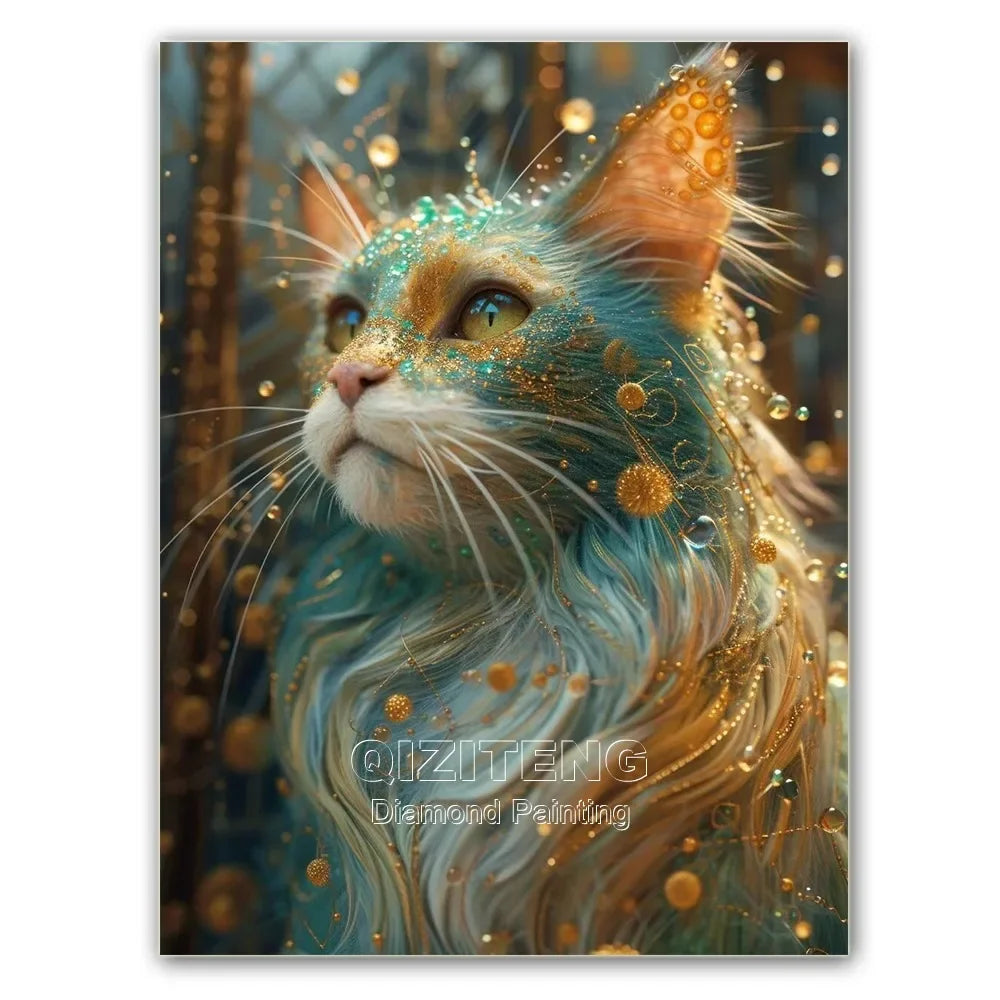 5D Blue Cat DIY Diamond Painting Full Round Mosaic