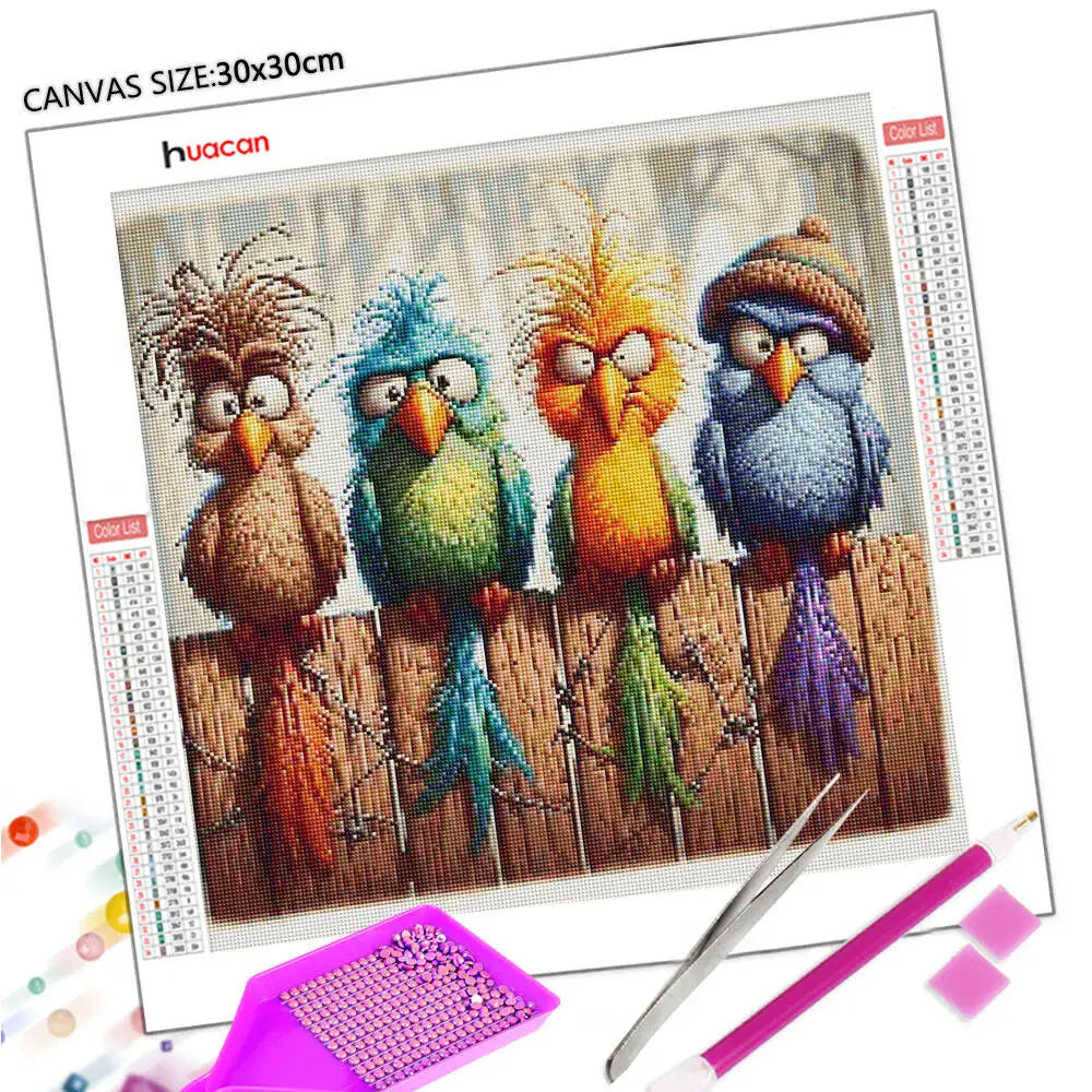 Huacan 5D DIY Diamond Painting Cartoon Bird Full Square / Round Drill Rhinestones Mosaic Art