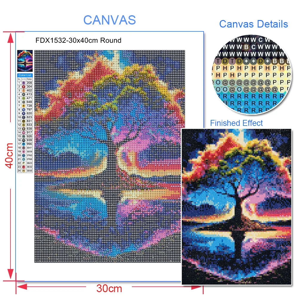 5D DIY Diamond Painting Fantasy Moon Tree Landscape Full Round Drill