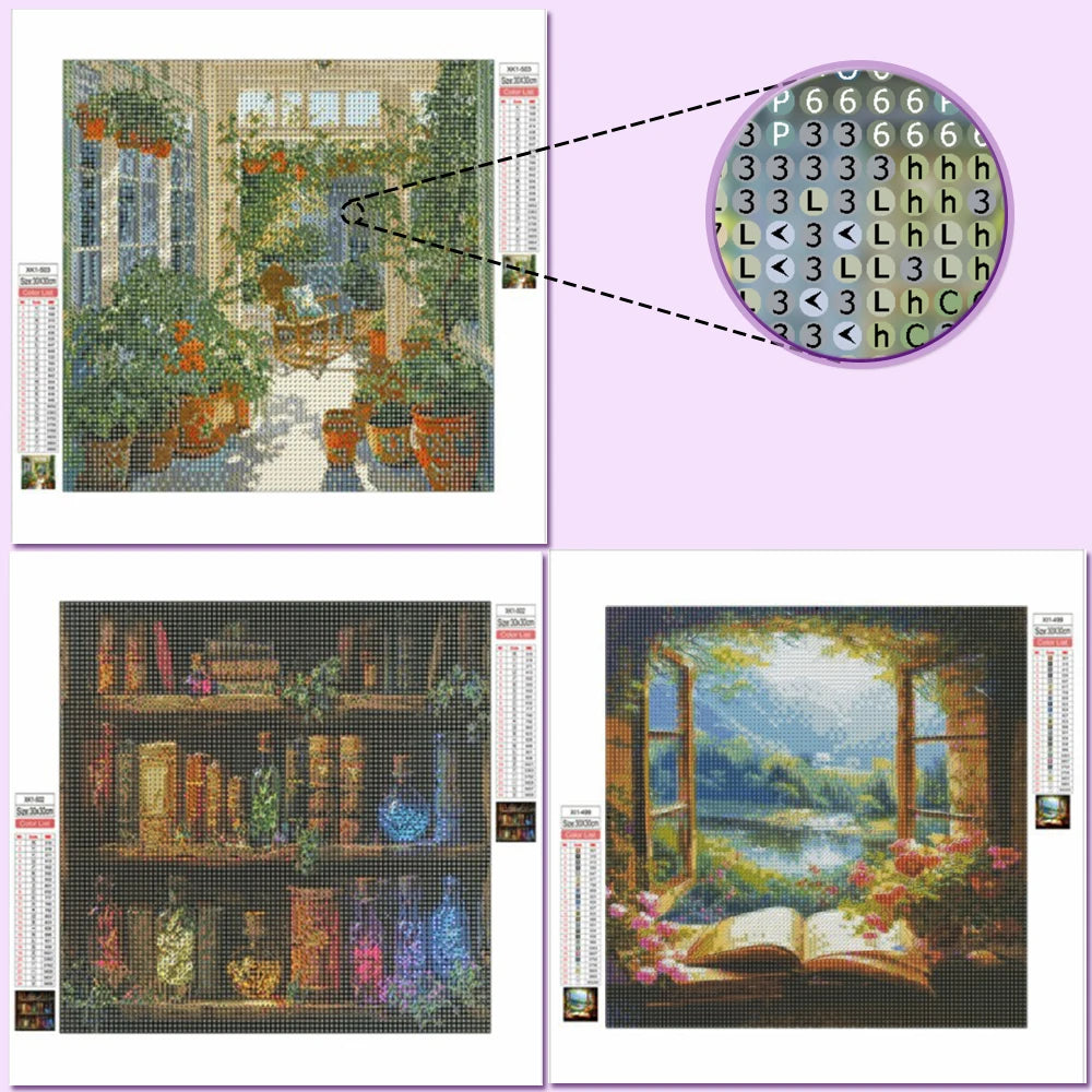 Huacan DIY Diamond Painting Landscape Window Flower Full Square / Round Drill