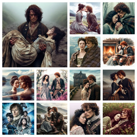 Outlander Diamond Painting Kit Claire Randall, Jamie Fraser Portrait DIY Round Drill