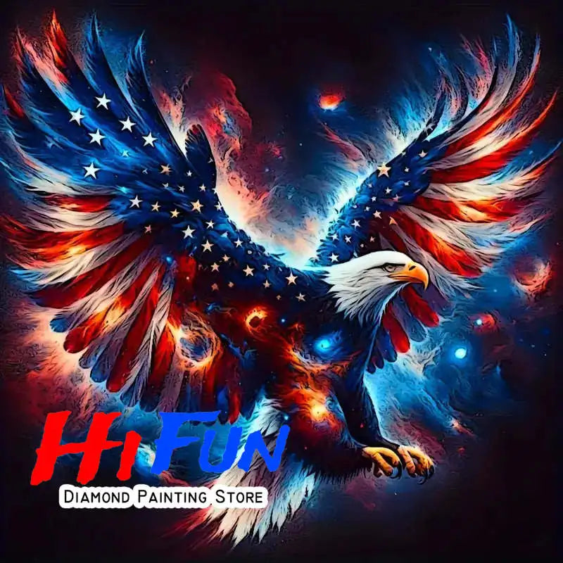 USA Red White Blue Eagle Flag, DIY Diamond Painting Kits Statue of Liberty, Square/Round Drills