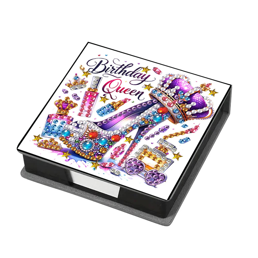 Wooden 5D Diamond Painting Kit Note Box With 160 Sheets Diamond Art Notebook Box For Home/ Office/ School Supplies