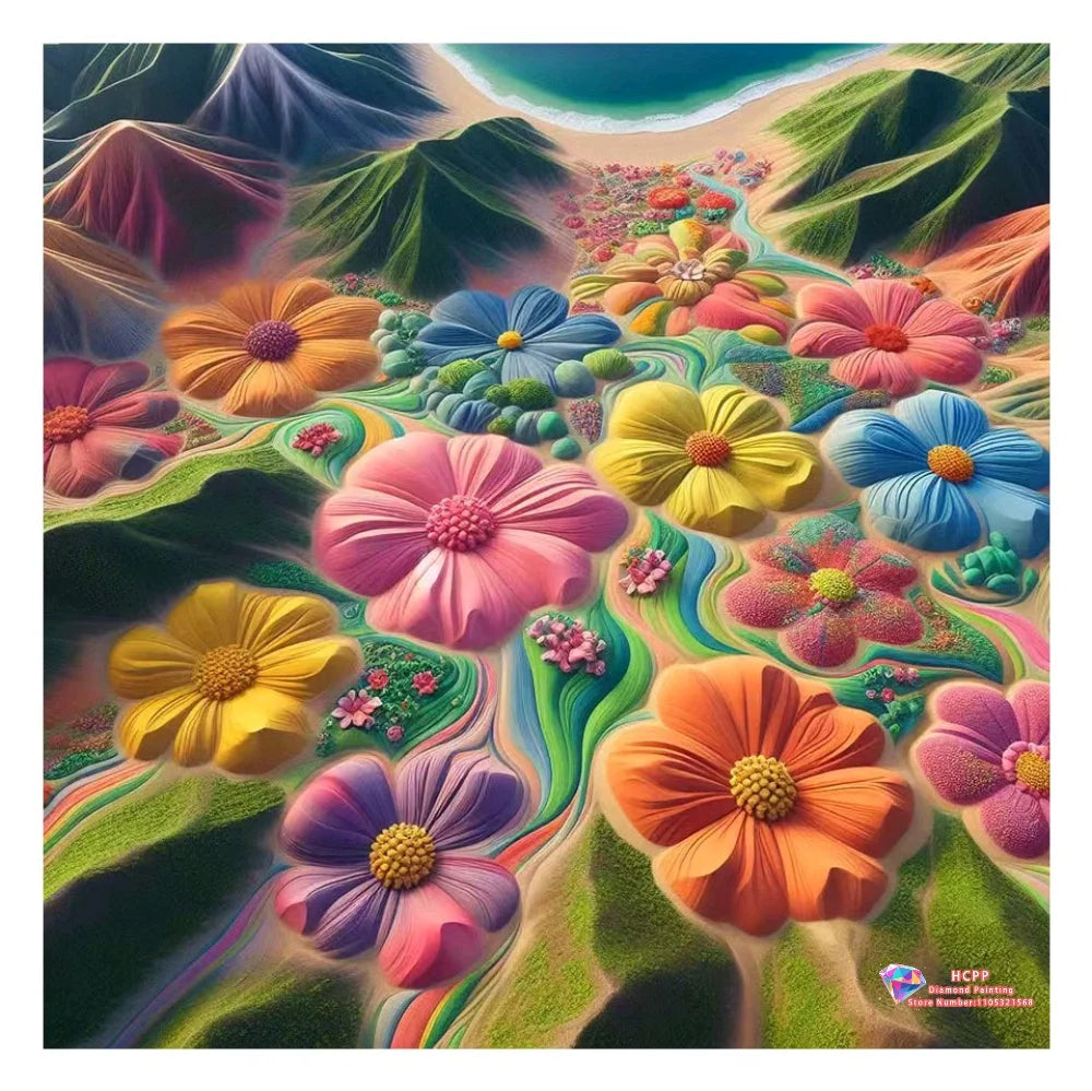 Landscape Flowers Diamond Painting Kit Square / Round Diamond 5D DIY