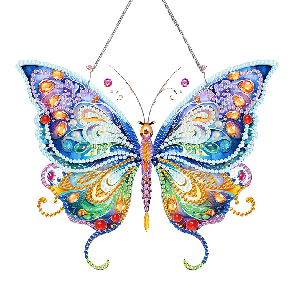 Acrylic Butterfly Single-Sided Diamond Painting Hanging Pendant Diamond Art Hanging Pendant 5D DIY Diamond Painting Dots Pendant