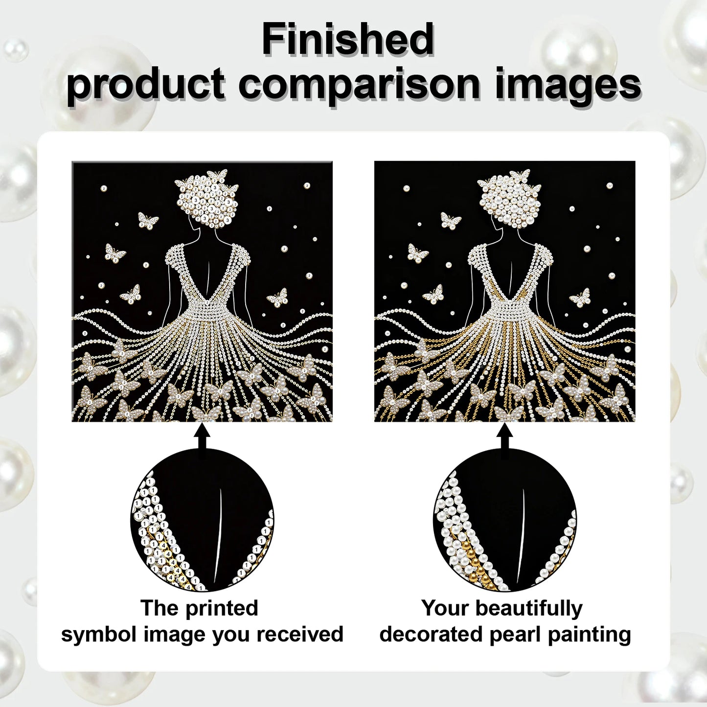 Pearl Painting Kit Pearl Gem Paintings Picture Arts Craft 25x25cm With Frame