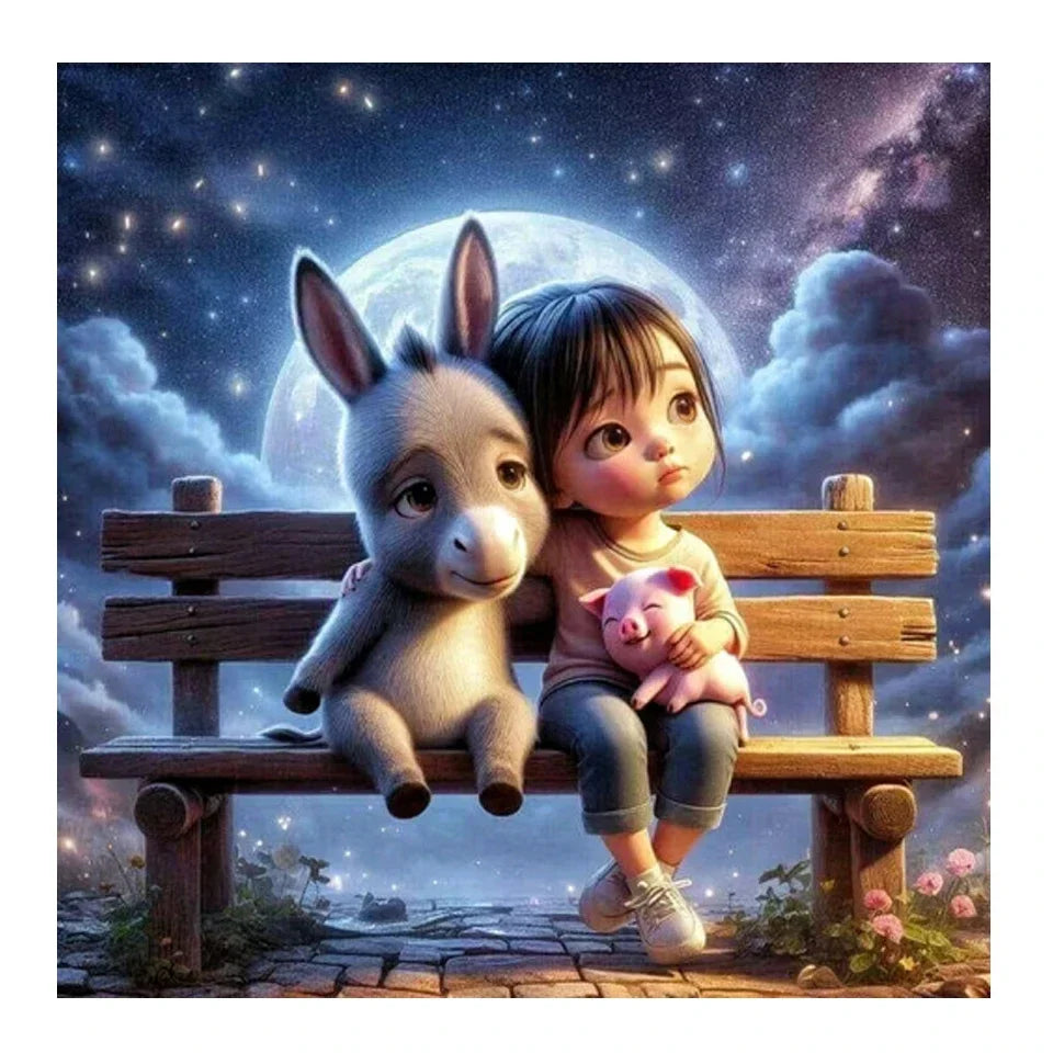Cute Elf Girl With Big Eyes DIY Diamond Painting Kit Cartoon Full Round Drill