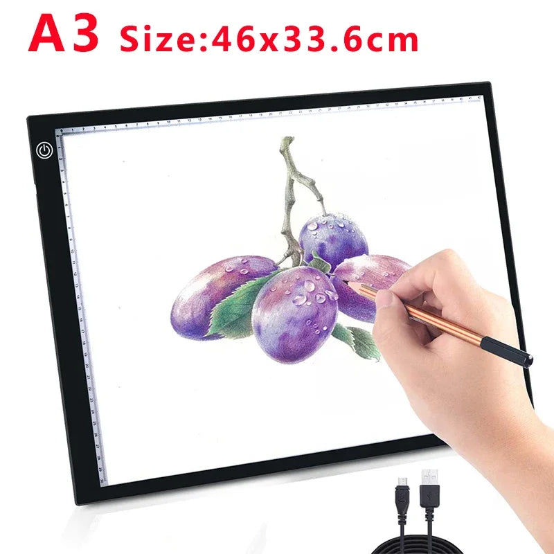 A4/A3 Drawing Tablet Wacom Digital Graphic Tablet LED Diamond Painting Light Pad Board, Portable Board