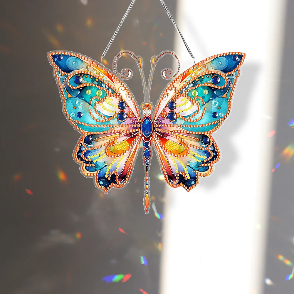 Acrylic Butterfly Single-Sided Diamond Painting Hanging Pendant Diamond Art Hanging Pendant 5D DIY Diamond Painting Dots Pendant