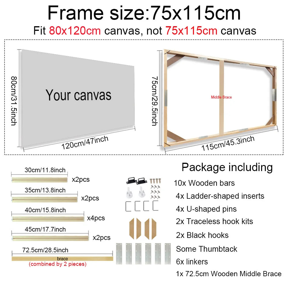 Various Sizes Canvas Frame, Wooden Frames Natural Wooden, Diamond Painting Frames Canvas, Wood Wall Frame