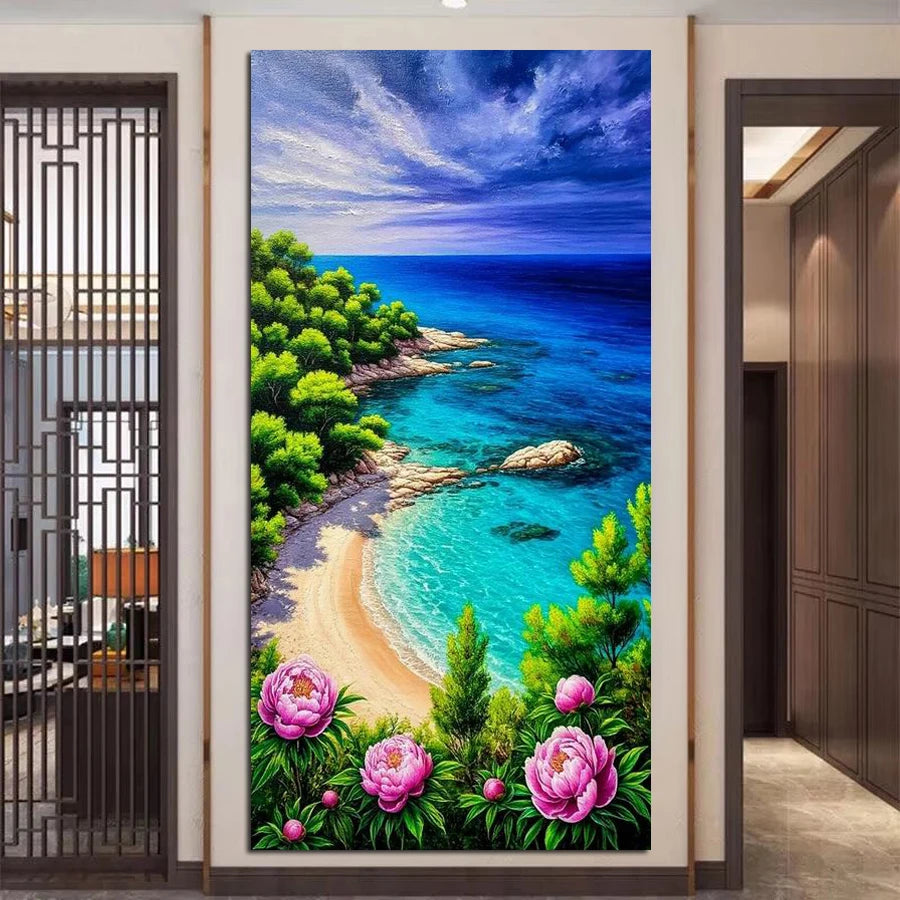 Beautiful Sea Scenery Picture Large Size Diy Diamond Art Painting Landscape Full Square Round Drill Mosaic Embroidery Kits