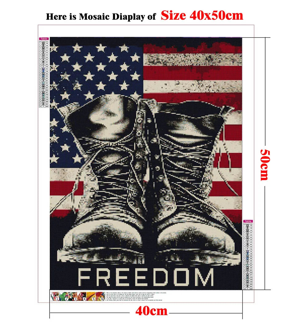 American Flag / Boots 5d DIY Diamond Painting Kits Full Square / Round Drills