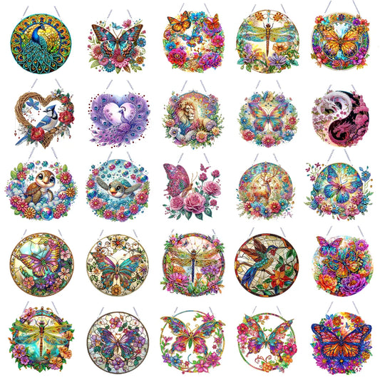 Double Sided Special Shaped Cute Animal Rhinestone Diamond Art Window Pendants, DIY Diamond Painting Hanging Ornament For Adults