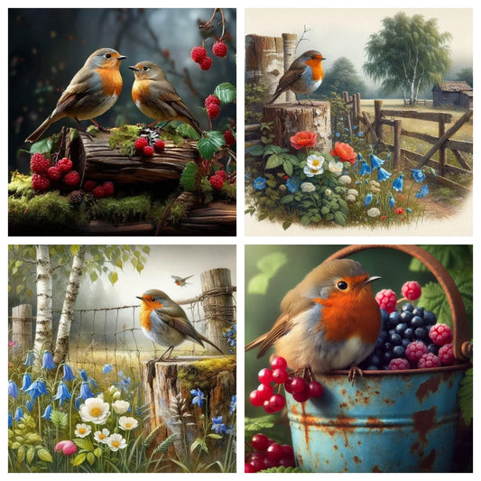 Farm Scenery and Beautiful Birds, 5D Diamond Painting Full Square / Round Drill