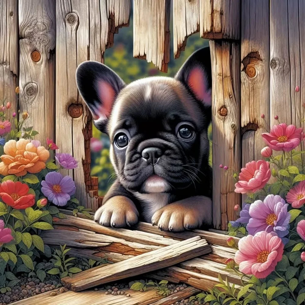 DIY Dog Flower Diamond Painting Square/Round Drills