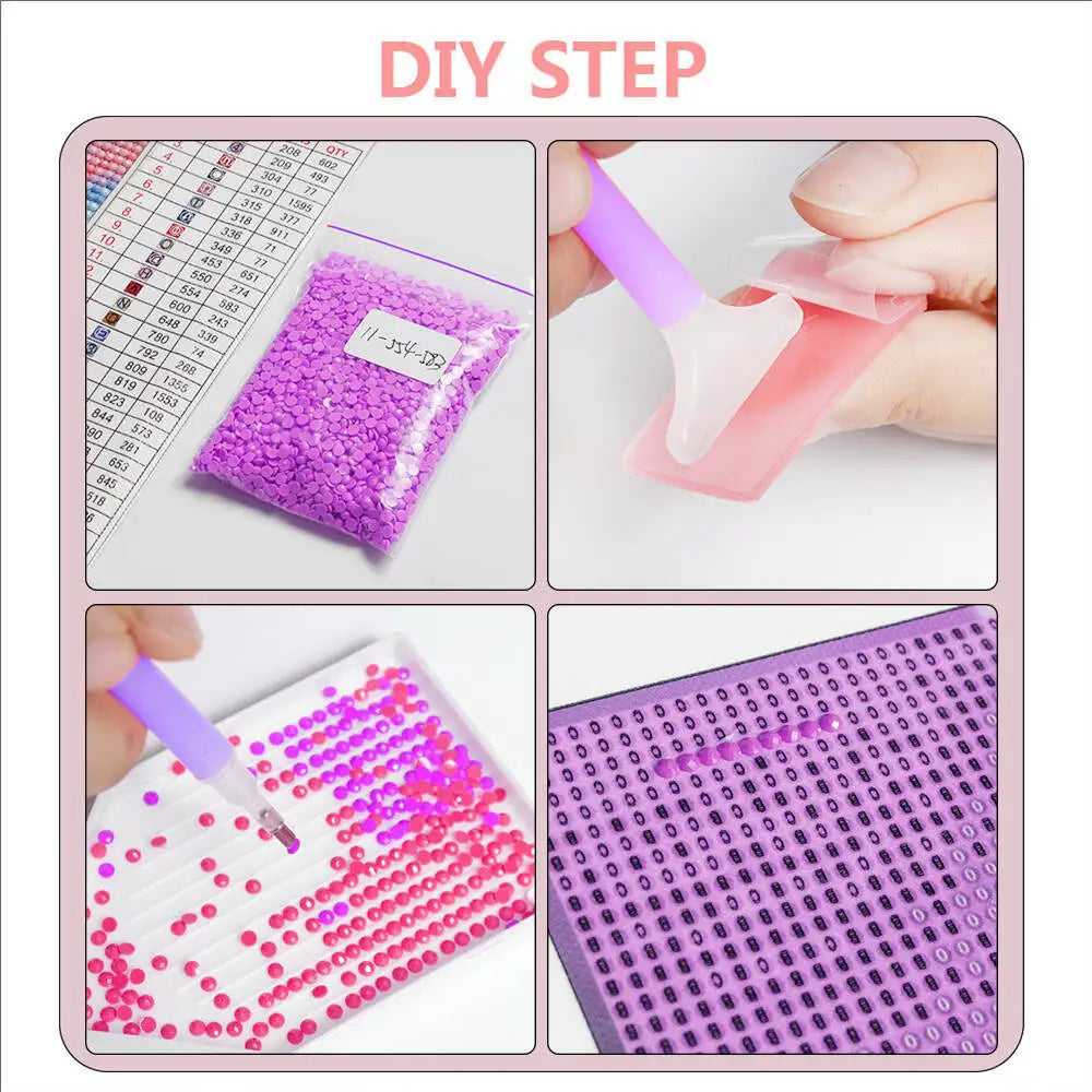 HUACAN 5D DIY Diamond Mosaic Bamboo Water Cat Full Square / Round Drill