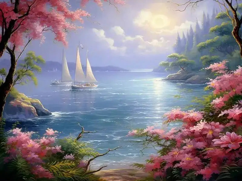 Scenic Pink Tree 120 Colors Nabi Fairy Dust Diamond Painting Full Square / Round Drill