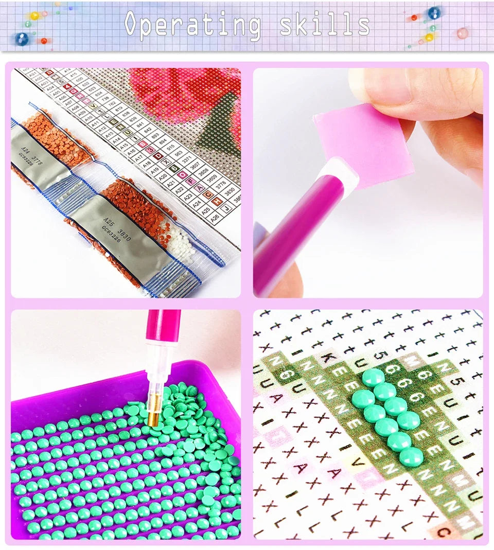 DIY Dog Flower Diamond Painting Square/Round Drills