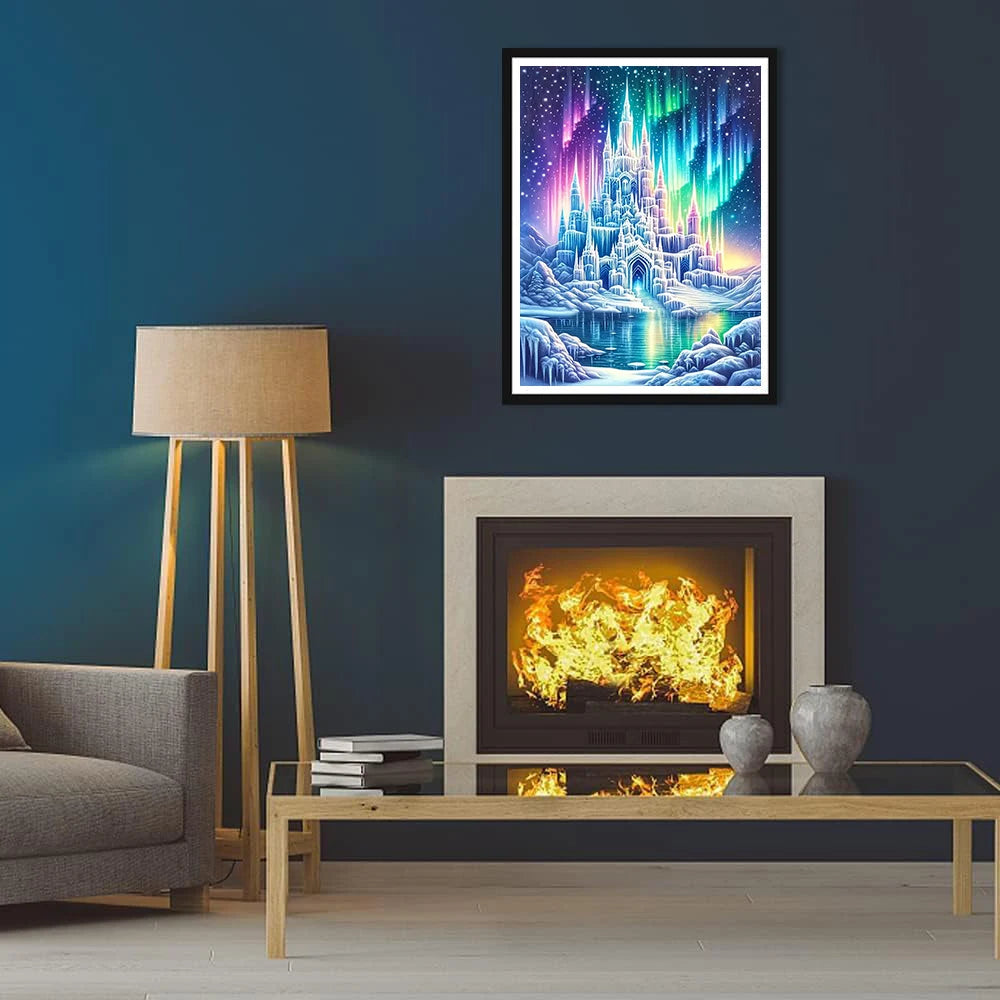 5D DIY Diamond Painting Aurora Castle Landscape Full Round Drill