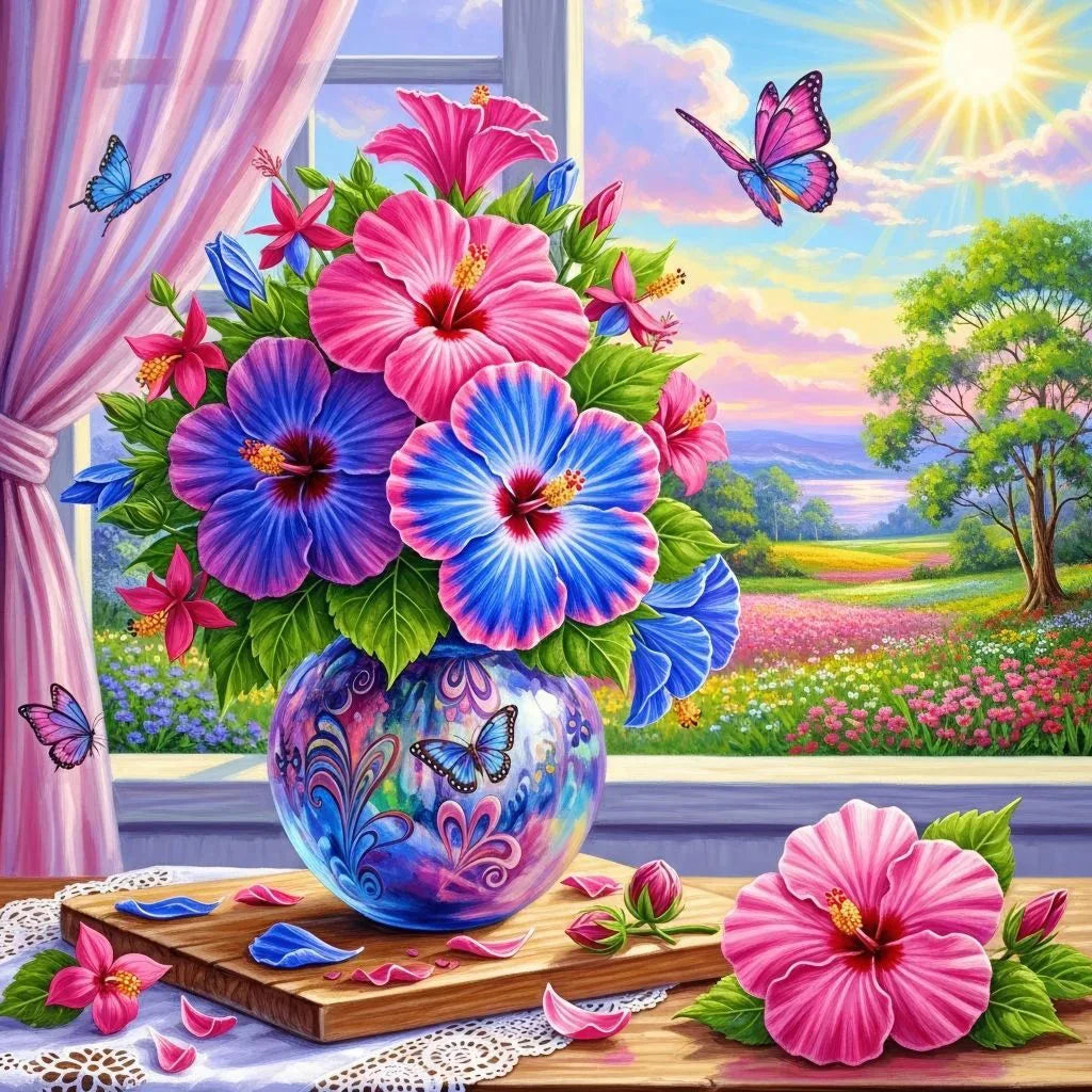 HUACAN DIY Diamond Painting Rose Flower Mosaic Home Decor Sunflower Lily Floral Full Drill Square / Round
