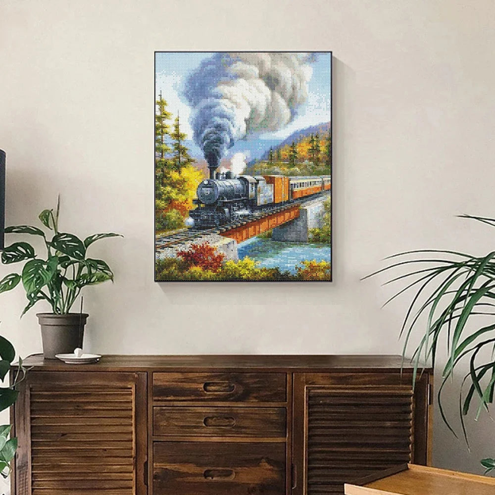 DIY 5D Diamond Painting Landscape Forest, Waterfalls, Scenic, Round Drill