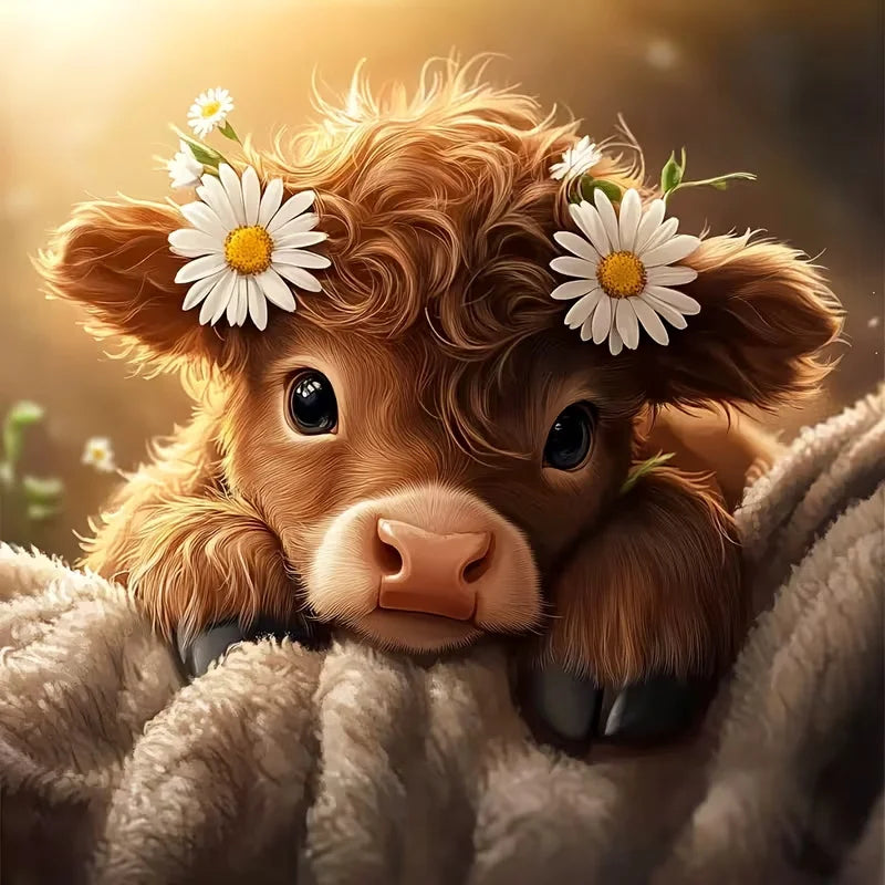 HUACAN Cattle 5D Girl & Cow Full Square / Round Drill