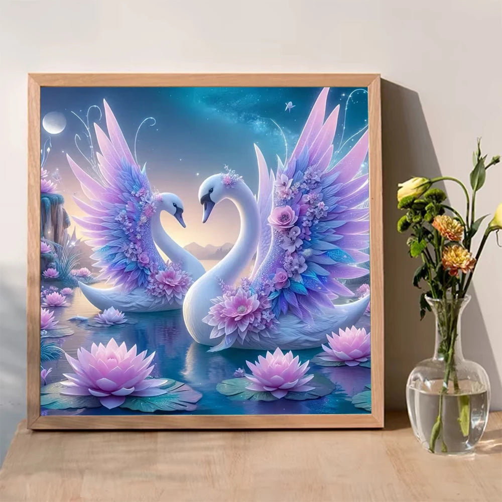 Swan Flower DIY Diamond Painting Full Round Drill