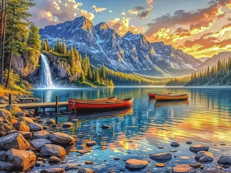 HUACAN Diamond Painting 5d Mountain Lake Landscape Handicrafts Home Decor Mosaic Kits Nature Scenery Full Square Round Drill