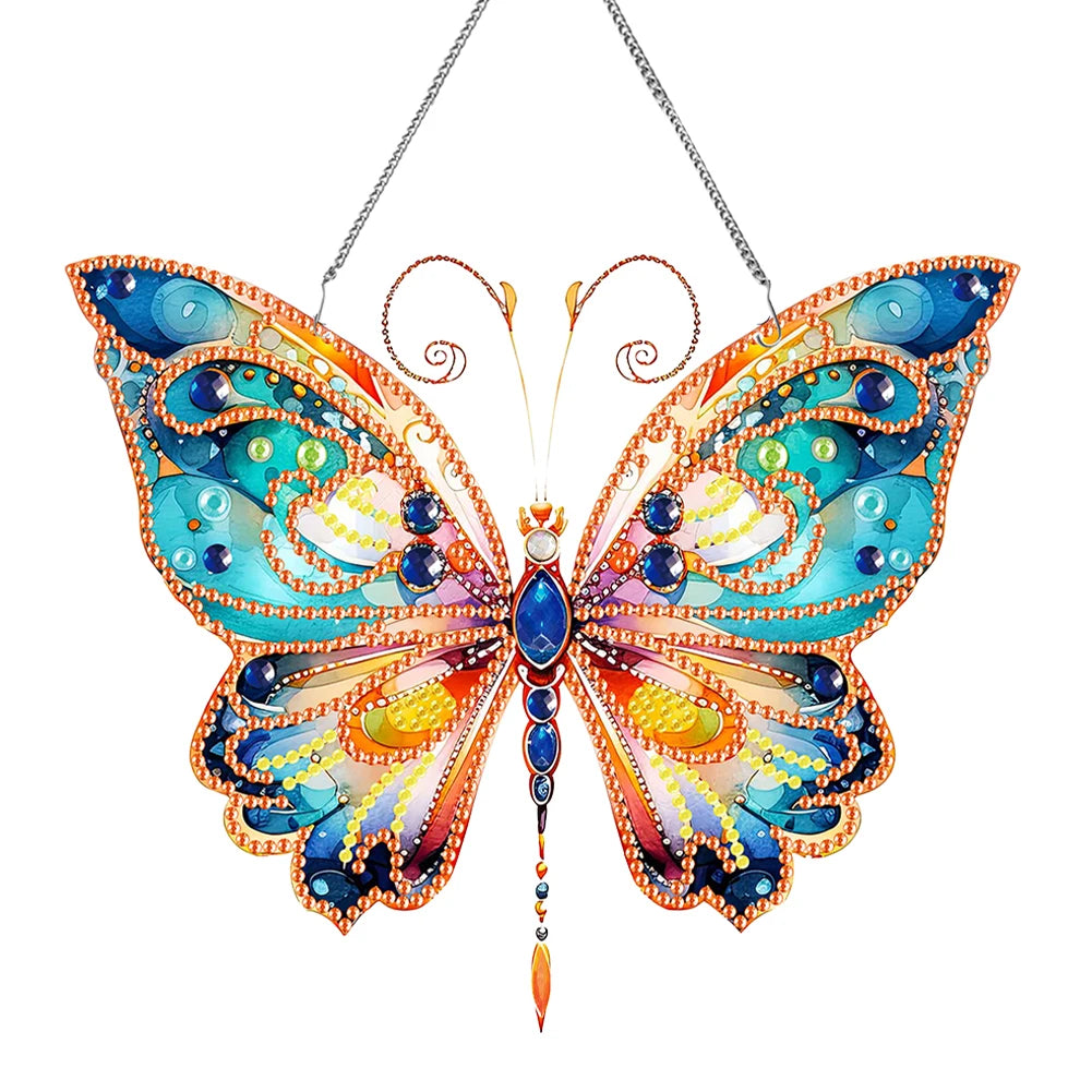 Acrylic Butterfly Single-Sided Diamond Painting Hanging Pendant Diamond Art Hanging Pendant 5D DIY Diamond Painting Dots Pendant