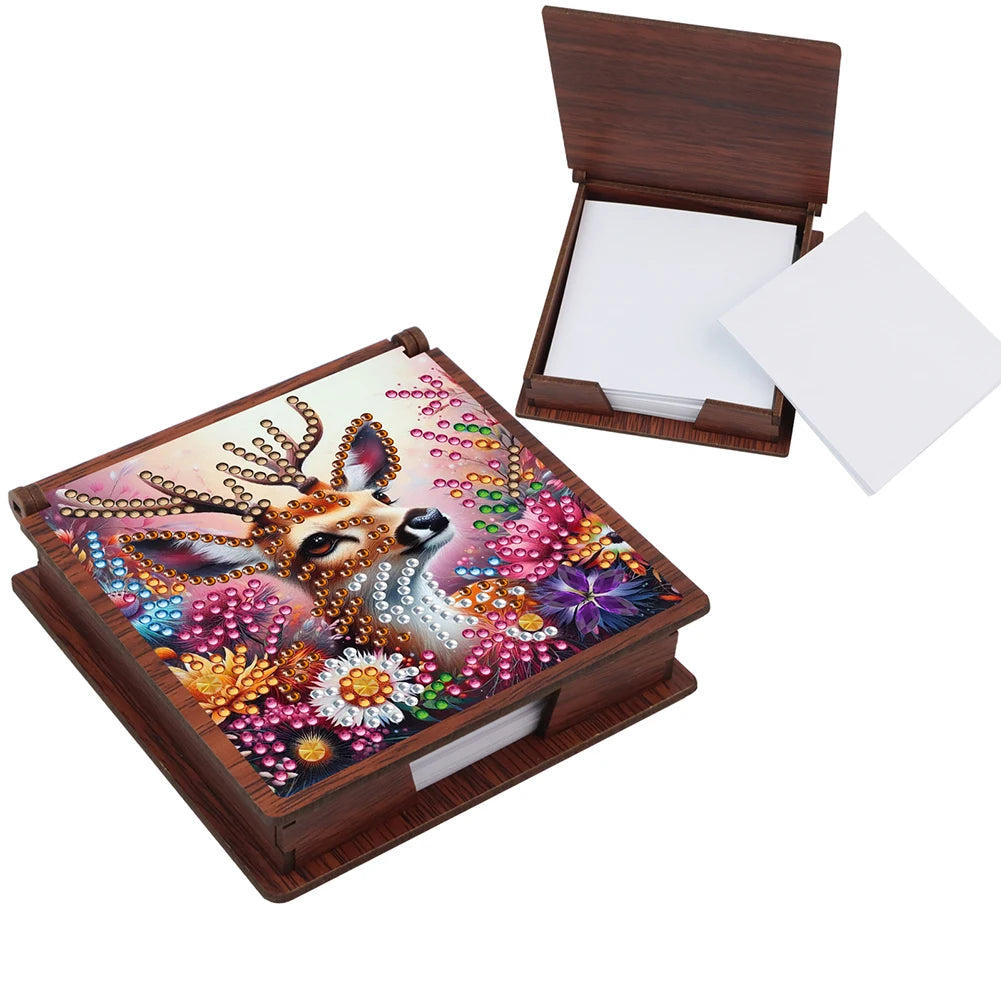 Wooden 5D Diamond Painting Kit Note Box With 160 Sheets Diamond Art Notebook Box For Home/ Office/ School Supplies