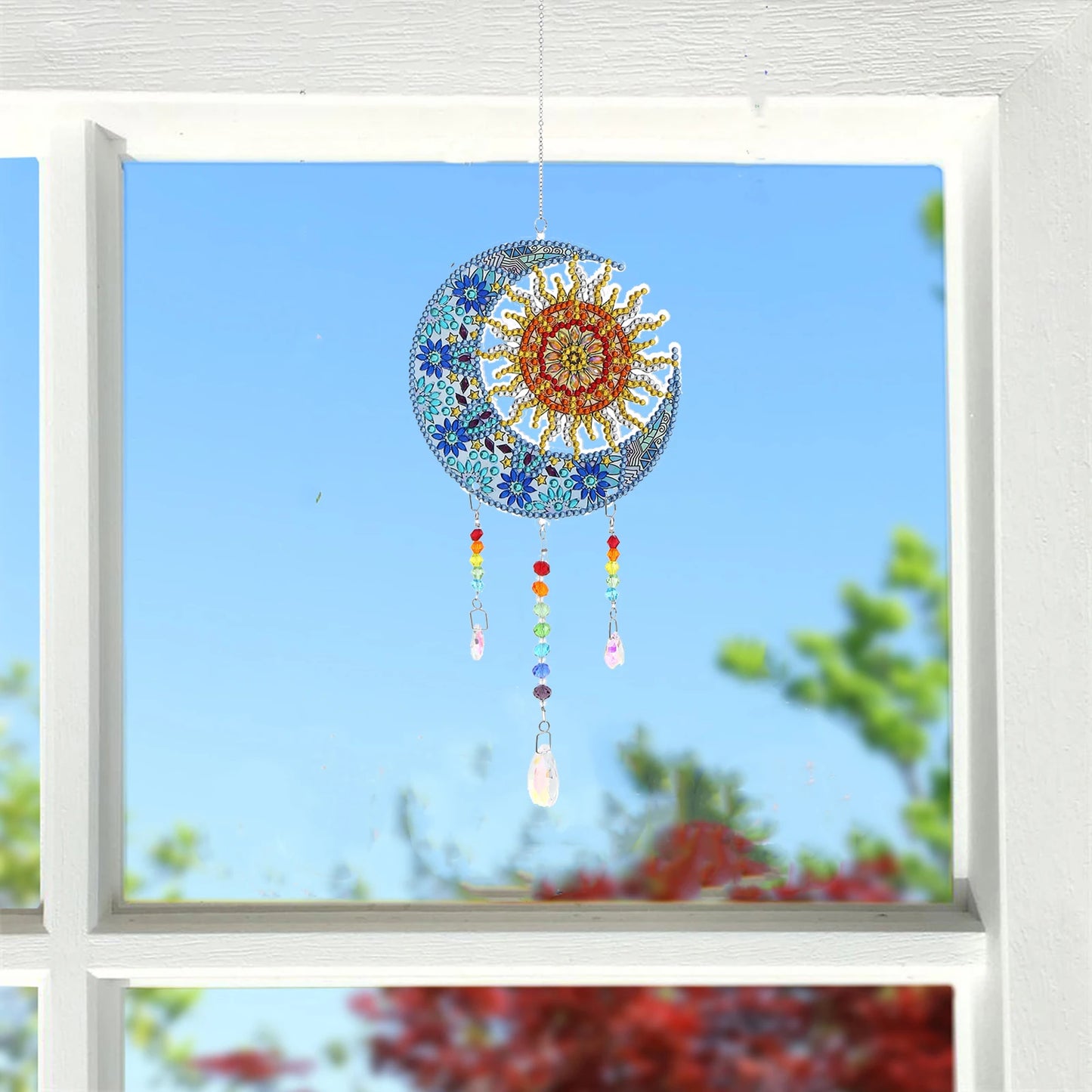 1pc/Set DIY Sun and Moon Diamond Painting Sun Catchers Double Sided Windchimes With Crystal Diamond Art