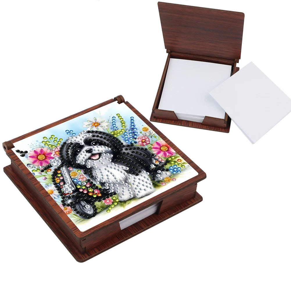 Wooden 5D Diamond Painting Kit Note Box With 160 Sheets Diamond Art Notebook Box For Home/ Office/ School Supplies