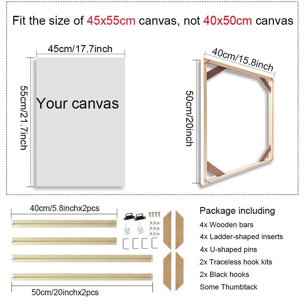 Various Sizes Canvas Frame, Wooden Frames Natural Wooden, Diamond Painting Frames Canvas, Wood Wall Frame