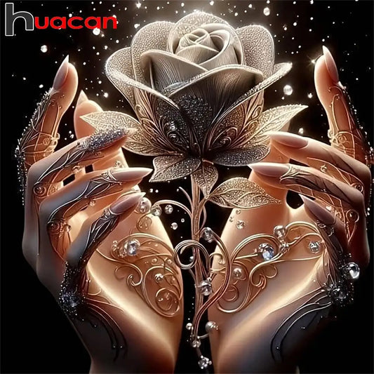 Huacan DIY Diamond Painting 5D Roses Flower Hand Full Round / Square Drill