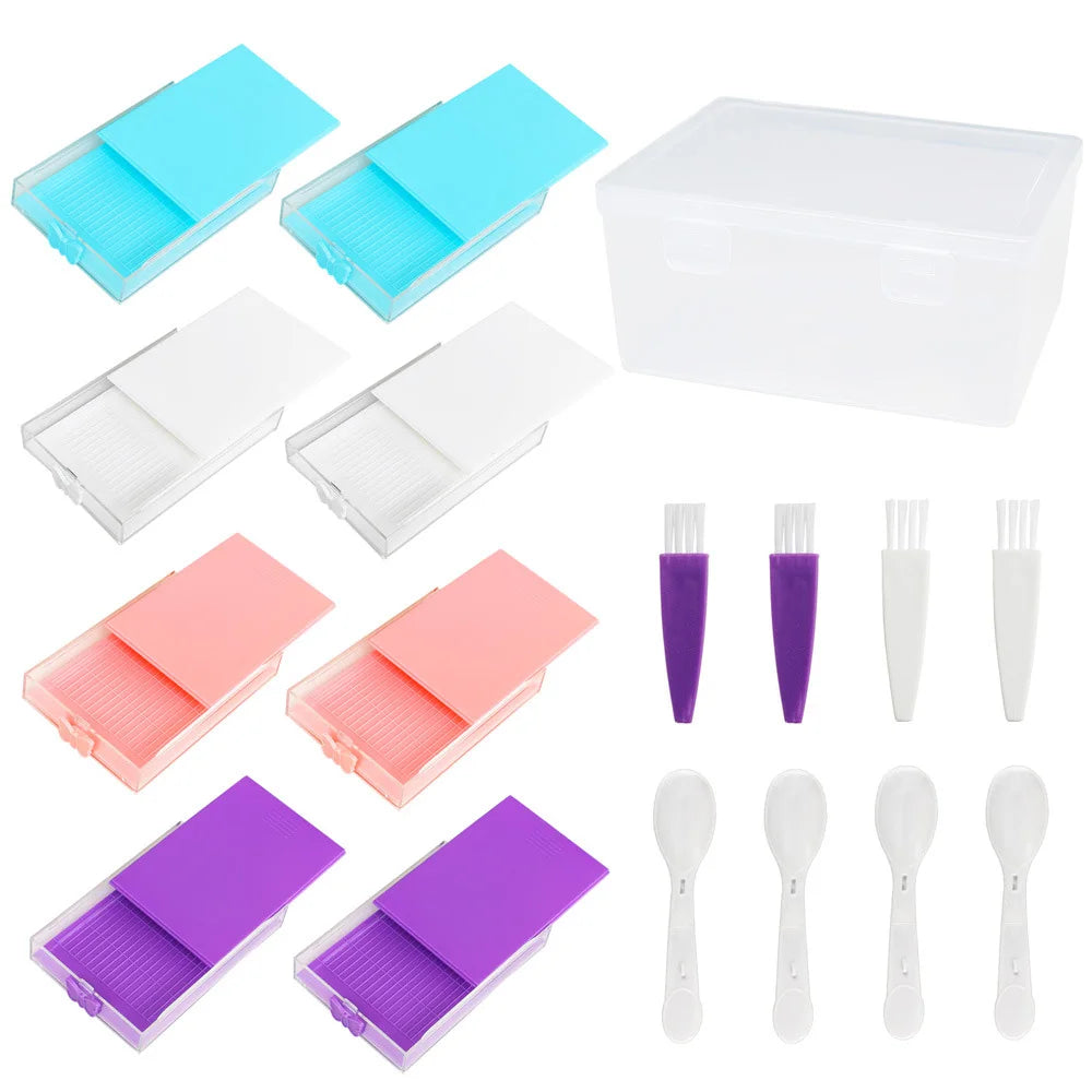 8pcs Diamond Painting Accessories Trays with Lids, 8-in-1 Diamond Art Storage and Diamond Art Trays, Bead Storage & Line-Up