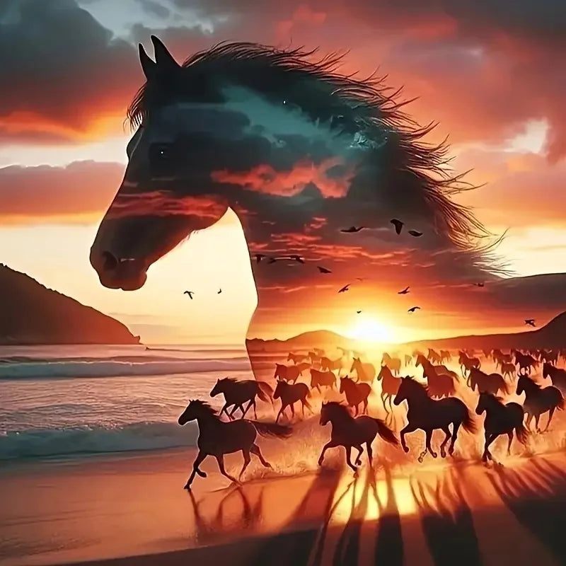 HUACAN Diamond Painting Sunset Elephant Handmade 5D DIY Full Square / Round Drills