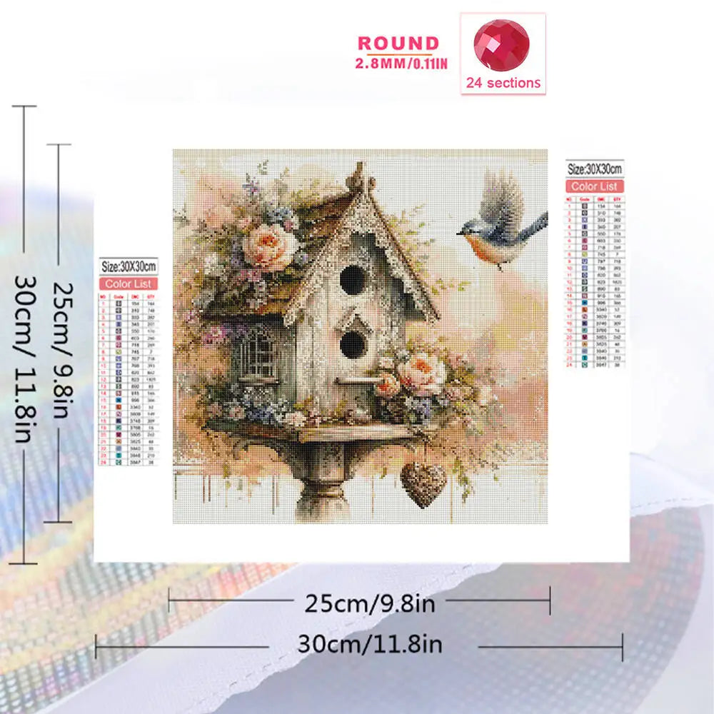Evershine Bird House Diamond Painting Flower Landscape Pattern DIY Full Square / Round Drill