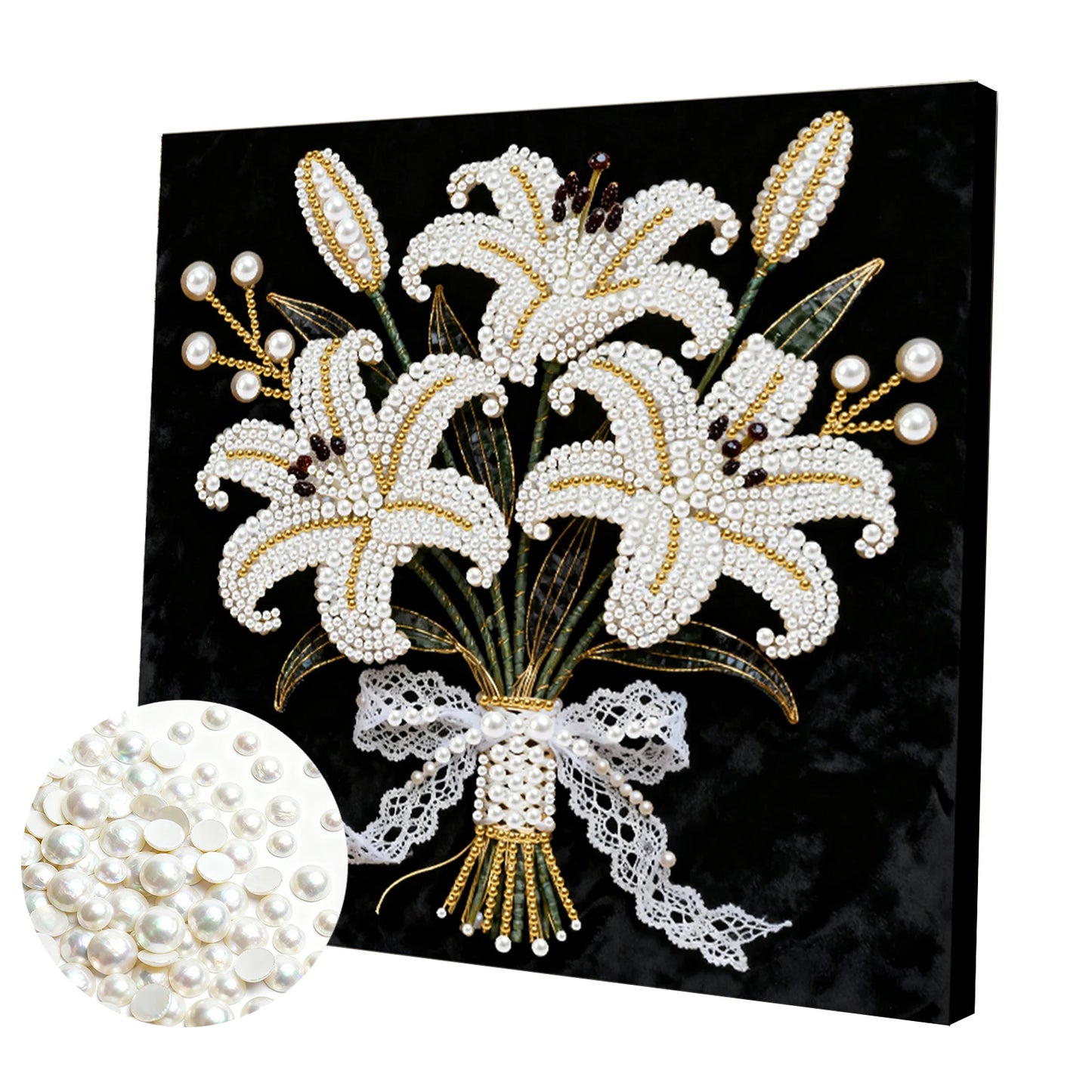 Pearl Painting Kit Pearl Gem Paintings Picture Arts Craft 25x25cm With Frame